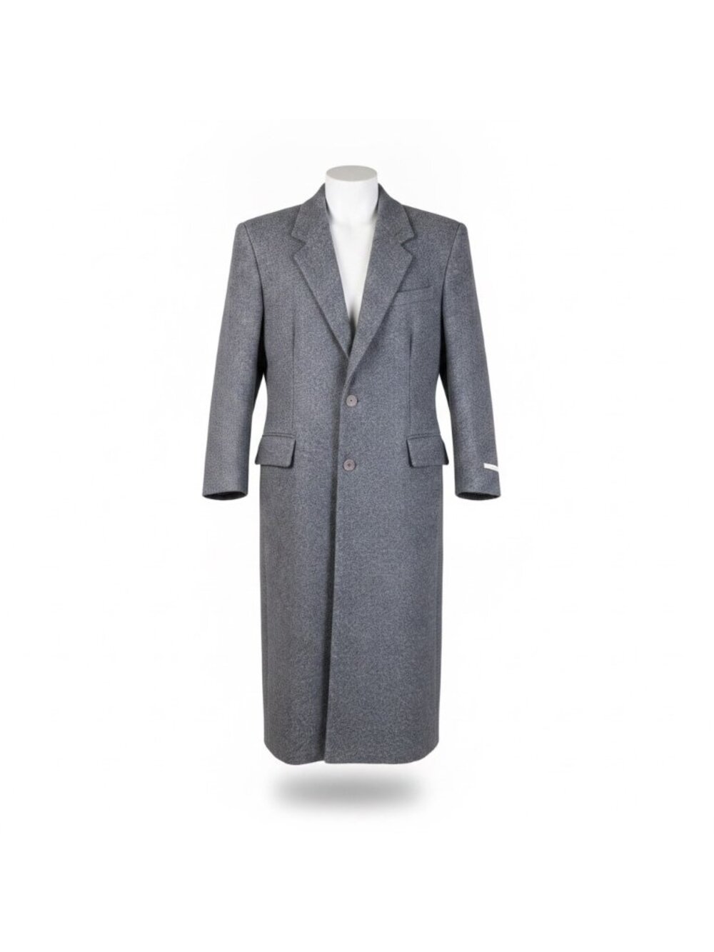 Design By Young Min Mens Gray Wool Long Trench Coat Button Closure  Sz L